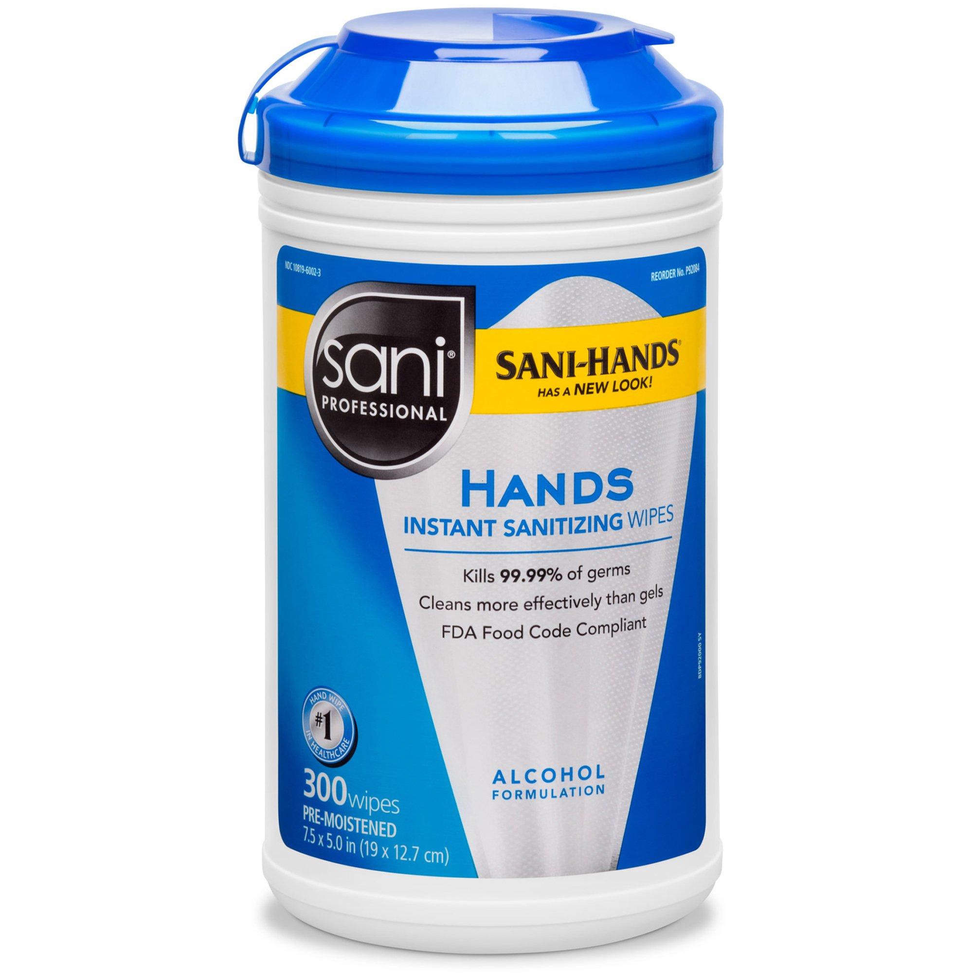 Wipes Personal Wipe Sani-Hands® Canister Ethyl Alcohol Unscented 300 Count (300/CN 6CN/CS 40CS/PLT) by PDI - Professional Disposables  ID P92084